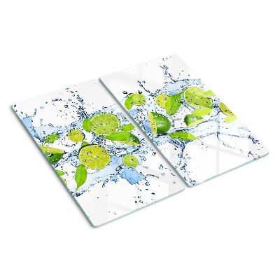 Schneidebrett glas Zitronen in Wasser