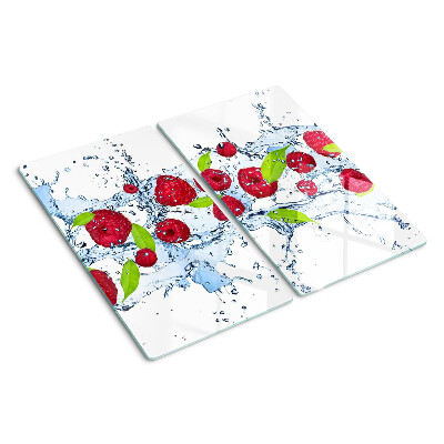 Schneidebrett glas Obst im Wasser