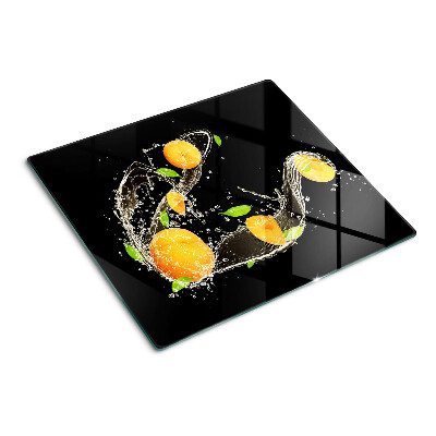 Glasschneidebrett Zitrusfrüchte im Wasser