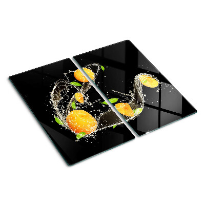 Glasschneidebrett Zitrusfrüchte im Wasser