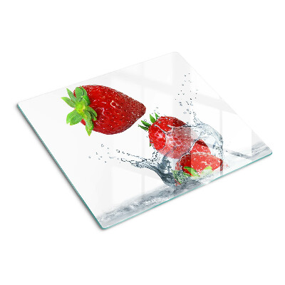 Schneidebrett glas Erdbeeren im Wasser