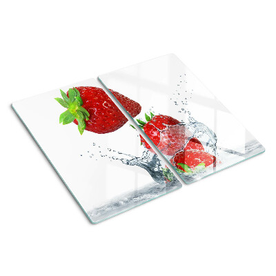 Schneidebrett glas Erdbeeren im Wasser