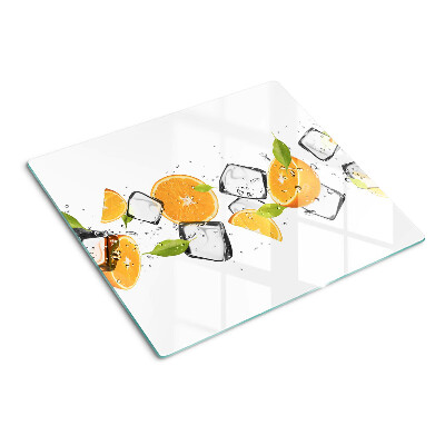 Schneidebrett glas Zitrusfrüchte mit Eis