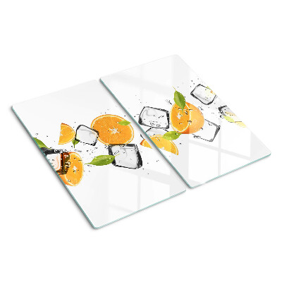 Schneidebrett glas Zitrusfrüchte mit Eis
