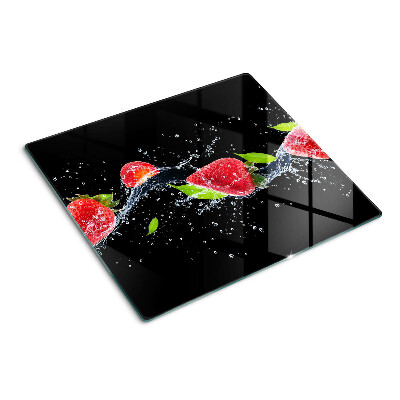 Schneidebrett glas Erdbeeren im Wasser