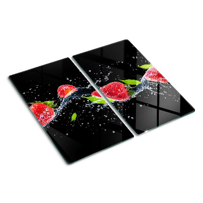 Schneidebrett glas Erdbeeren im Wasser