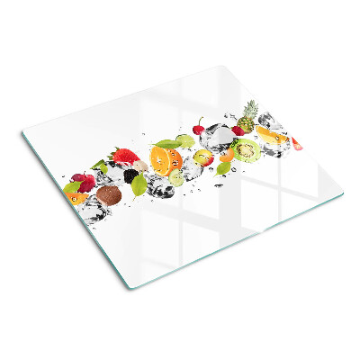Schneidebrett glas Früchte mit Eis