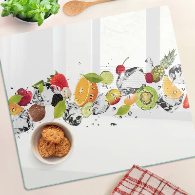 Schneidebrett glas Früchte mit Eis