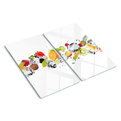 Schneidebrett glas Früchte mit Eis