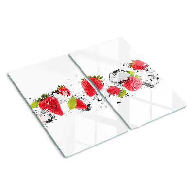 Schneidebrett glas Erdbeeren mit Eis