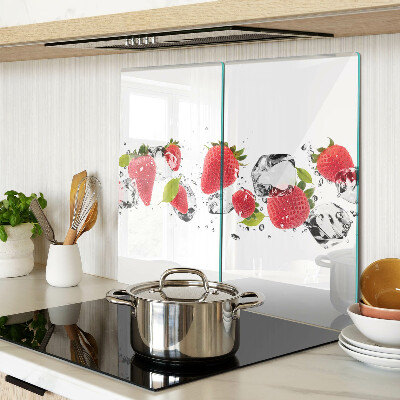 Schneidebrett glas Erdbeeren mit Eis