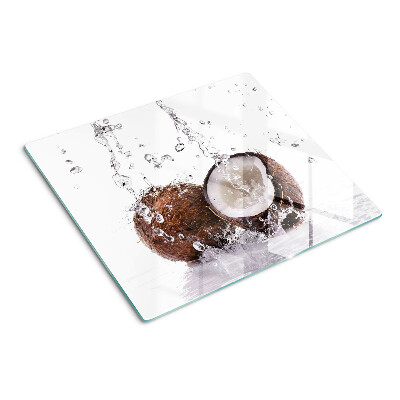Schneidebrett glas Kokosnuss in Wasser