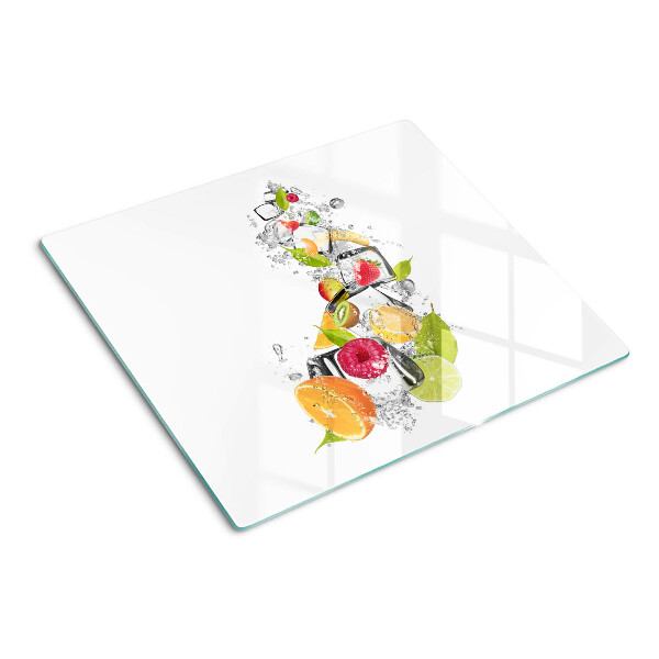 Glasschneidebrett Obst im Wasser