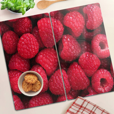 Schneidebrett glas Himbeeren auf dem Hintergrund