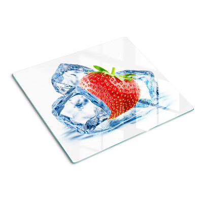 Glasschneidebrett Erdbeere im Eis
