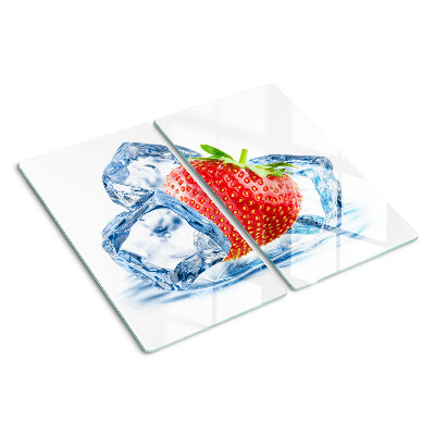 Glasschneidebrett Erdbeere im Eis
