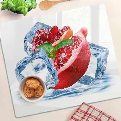 Glasschneidebrett Granatapfel im Eis