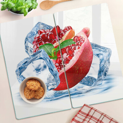 Glasschneidebrett Granatapfel im Eis