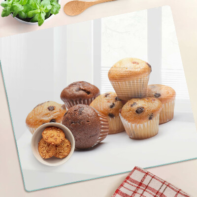 Schneidebrett glas Schokoladen-Vanille-Muffins