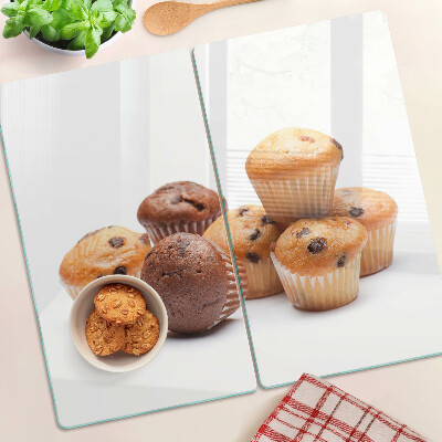 Schneidebrett glas Schokoladen-Vanille-Muffins