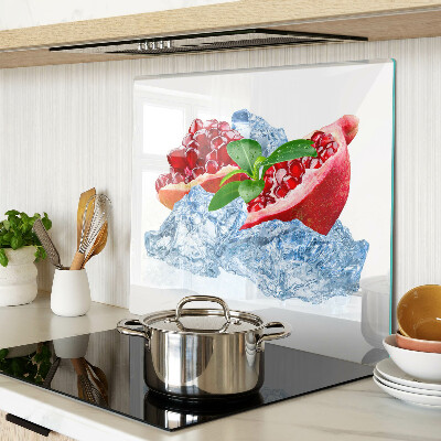 Schneidebrett glas Granatapfel und Eis