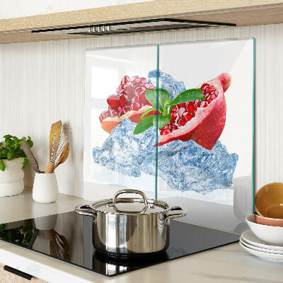 Schneidebrett glas Granatapfel und Eis