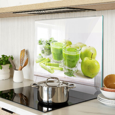 Glasschneidebrett Grüner Smoothie und frische Zutaten