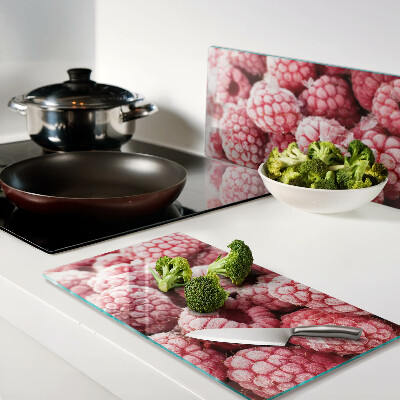 Schneidebrett glas Himbeeren in einer frischen Edition