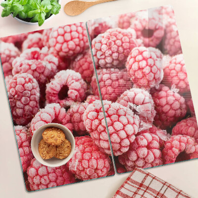 Schneidebrett glas Himbeeren in einer frischen Edition