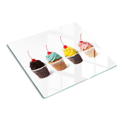Schneidebrett glas Cupcake mit Schlagsahne und Kirsche
