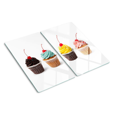 Schneidebrett glas Cupcake mit Schlagsahne und Kirsche