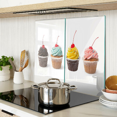 Schneidebrett glas Cupcake mit Schlagsahne und Kirsche