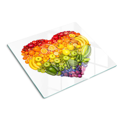 Glasschneidebrett Regenbogen-Fruchtherz