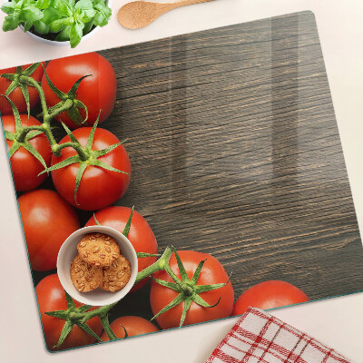 Schneidebrett glas Tomaten auf einem Holzhintergrund