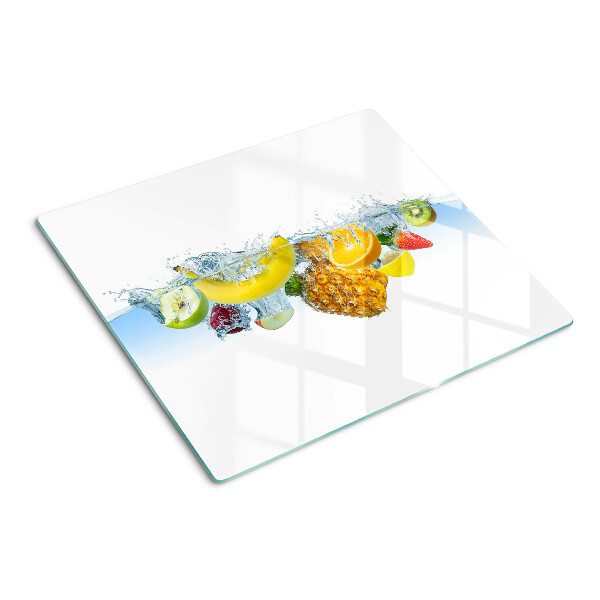 Glasschneidebrett Obst im Wasser