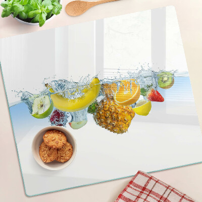 Glasschneidebrett Obst im Wasser