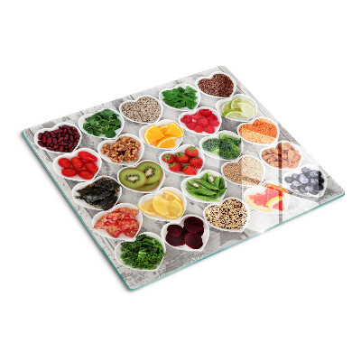 Glasschneidebrett Obst und Gemüse in Herzen