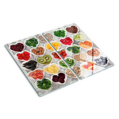 Glasschneidebrett Obst und Gemüse in Herzen