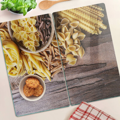 Schneidebrett glas Pasta und Holzakzente