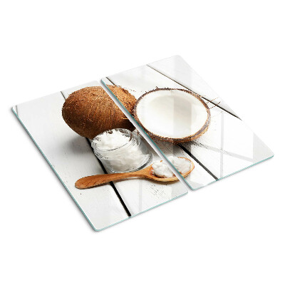 Glasschneidebrett Kokosnuss und ihre Produkte