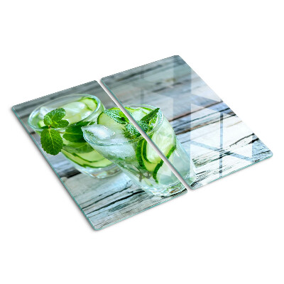 Schneidebrett glas Minz- und Gurkencocktails