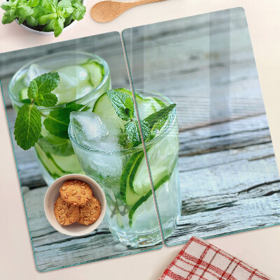 Schneidebrett glas Minz- und Gurkencocktails