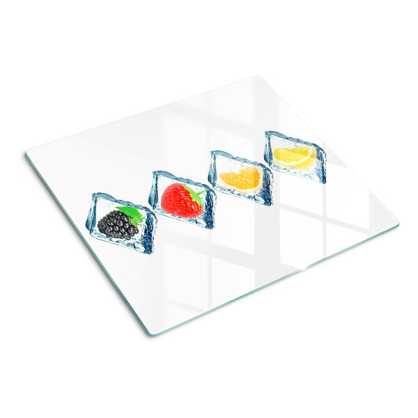 Schneidebrett glas Früchte im Eis