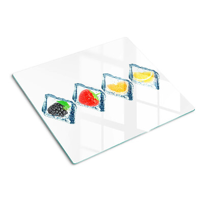 Schneidebrett glas Früchte im Eis