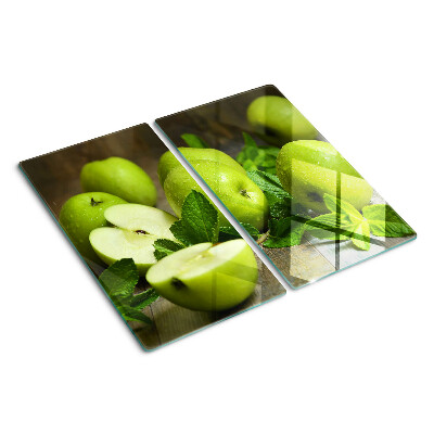 Schneidebrett glas Grüne Äpfel mit Minze