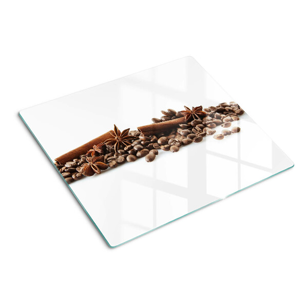 Schneidebrett glas Kaffee und Gewürze