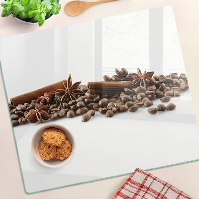 Schneidebrett glas Kaffee und Gewürze