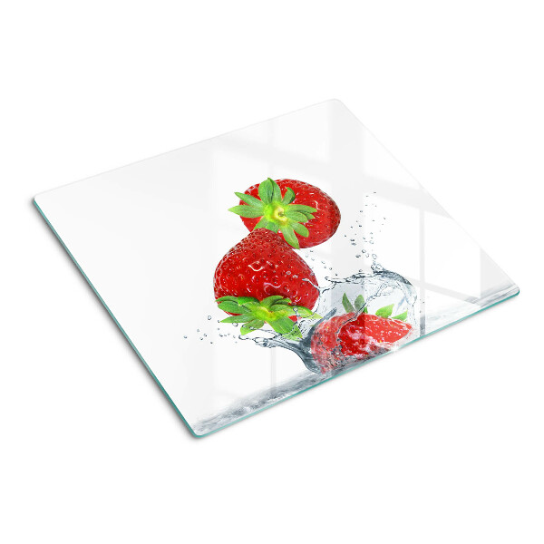 Glasschneidebrett Erdbeeren im Wasser