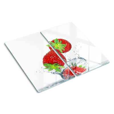 Glasschneidebrett Erdbeeren im Wasser