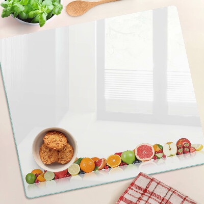 Schneidebrett glas Zitrusfrüchte in Pastellfarben